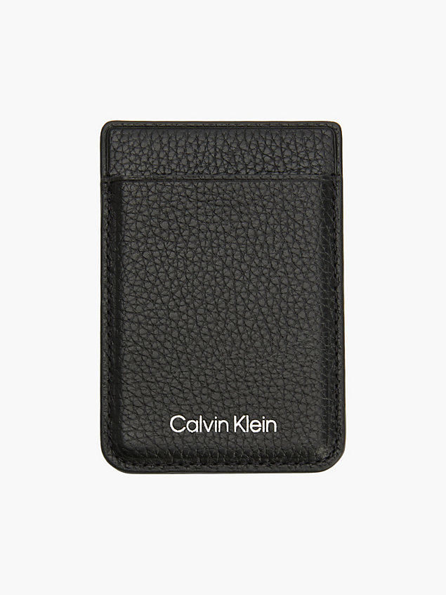 black leather phone cardholder and keyring gift set for men calvin klein