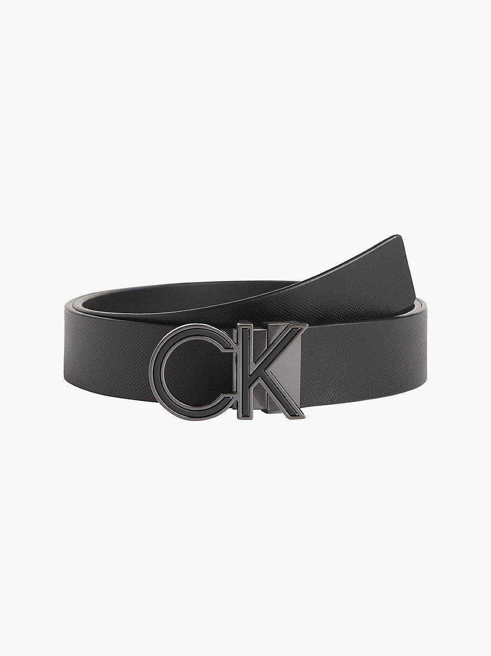 Cintura Double-Face In Pelle Con Logo > BLACK SMOOTH/BLACK TEXTURED > undefined uomo > Calvin Klein