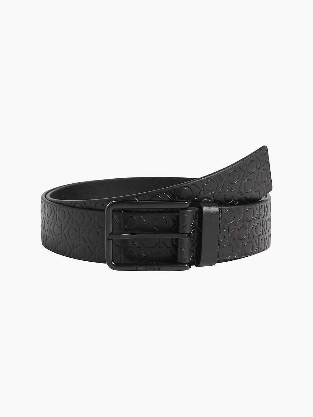 BLACK TONAL MONO Leather Logo Belt undefined men Calvin Klein