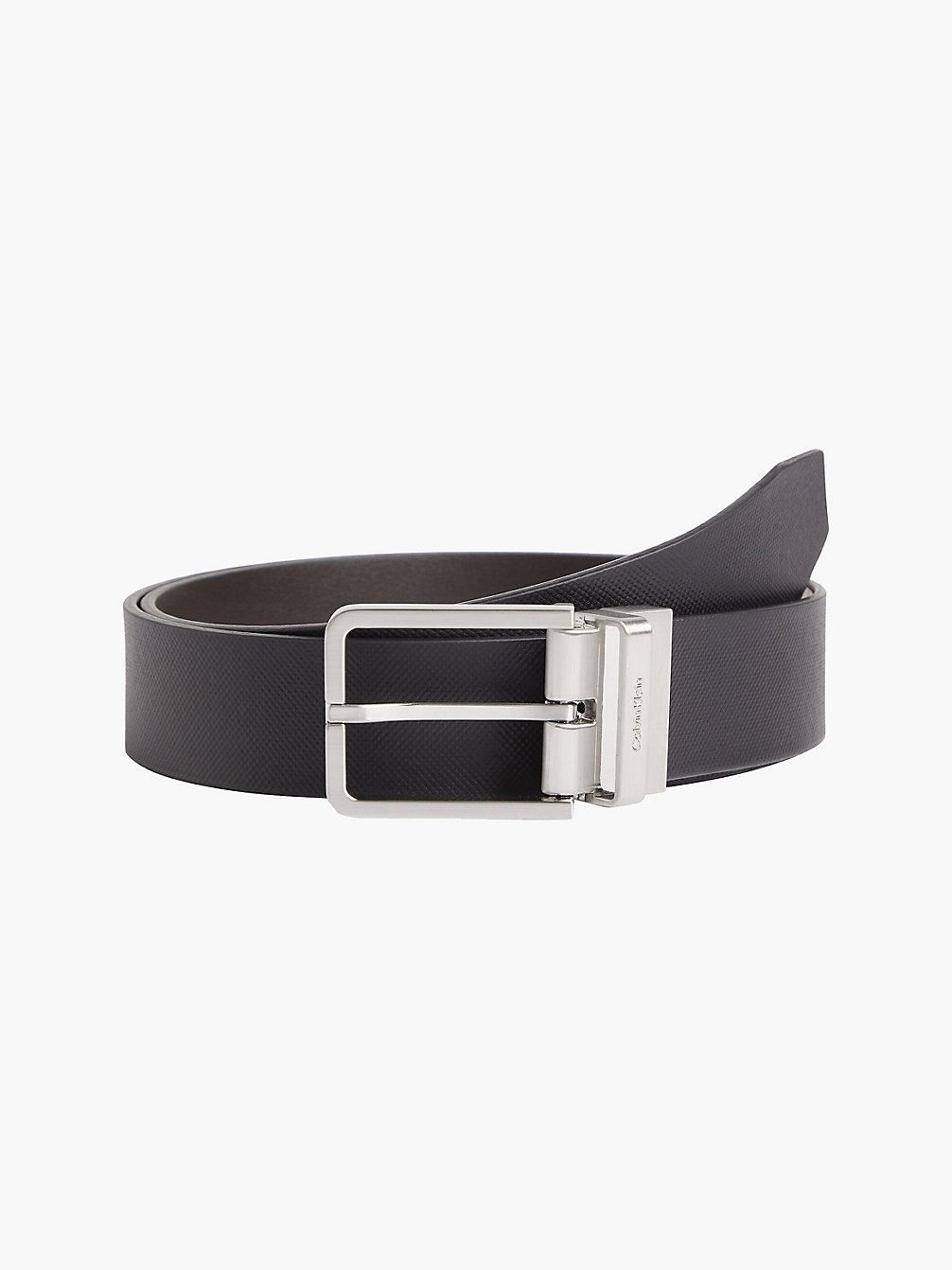 BLACK TEXTURED/DARK BROWN SMOOTH Reversible Leather Belt undefined men Calvin Klein