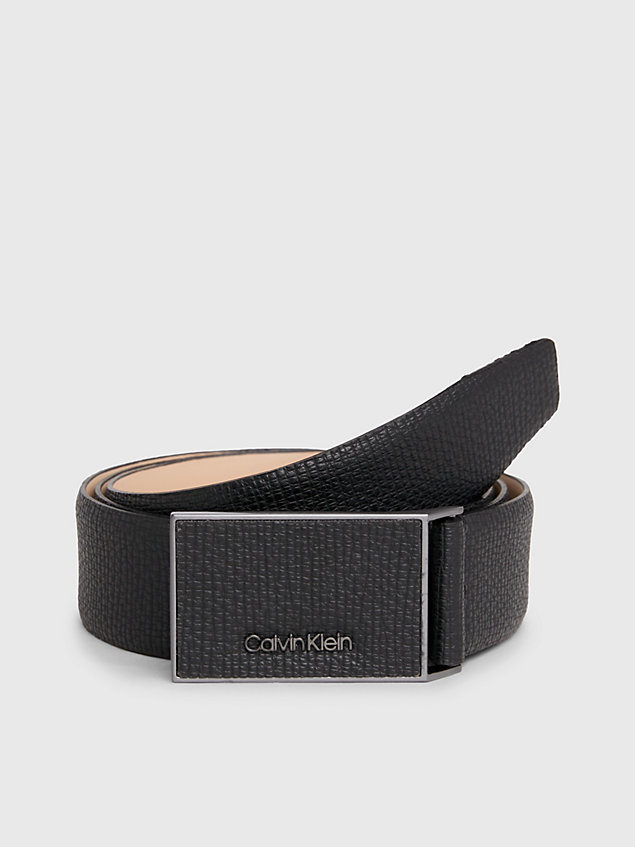 black faux leather belt for men calvin klein