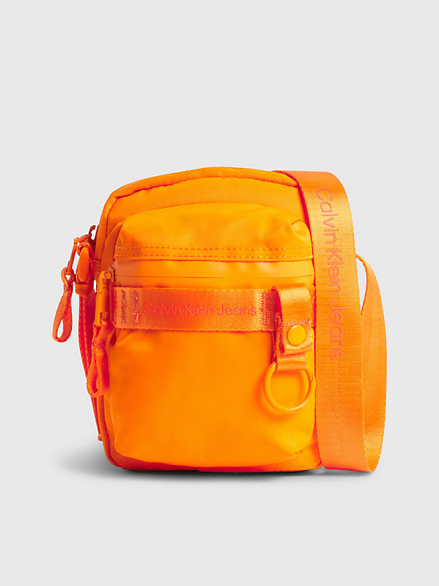 orange recycled reporter bag for men calvin klein jeans