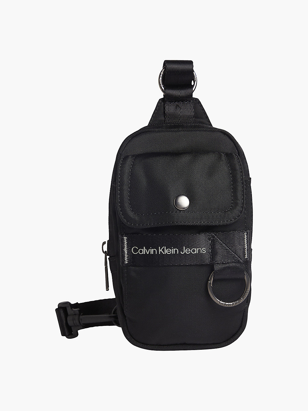 BLACK Recycled Nylon Crossbody Phone Pouch undefined men Calvin Klein