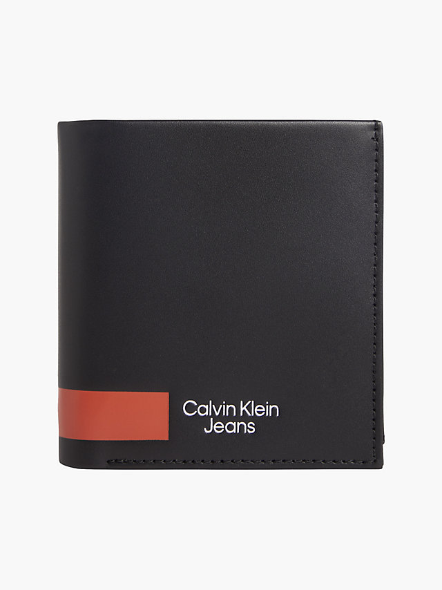 Black Leather Trifold Wallet undefined men Calvin Klein