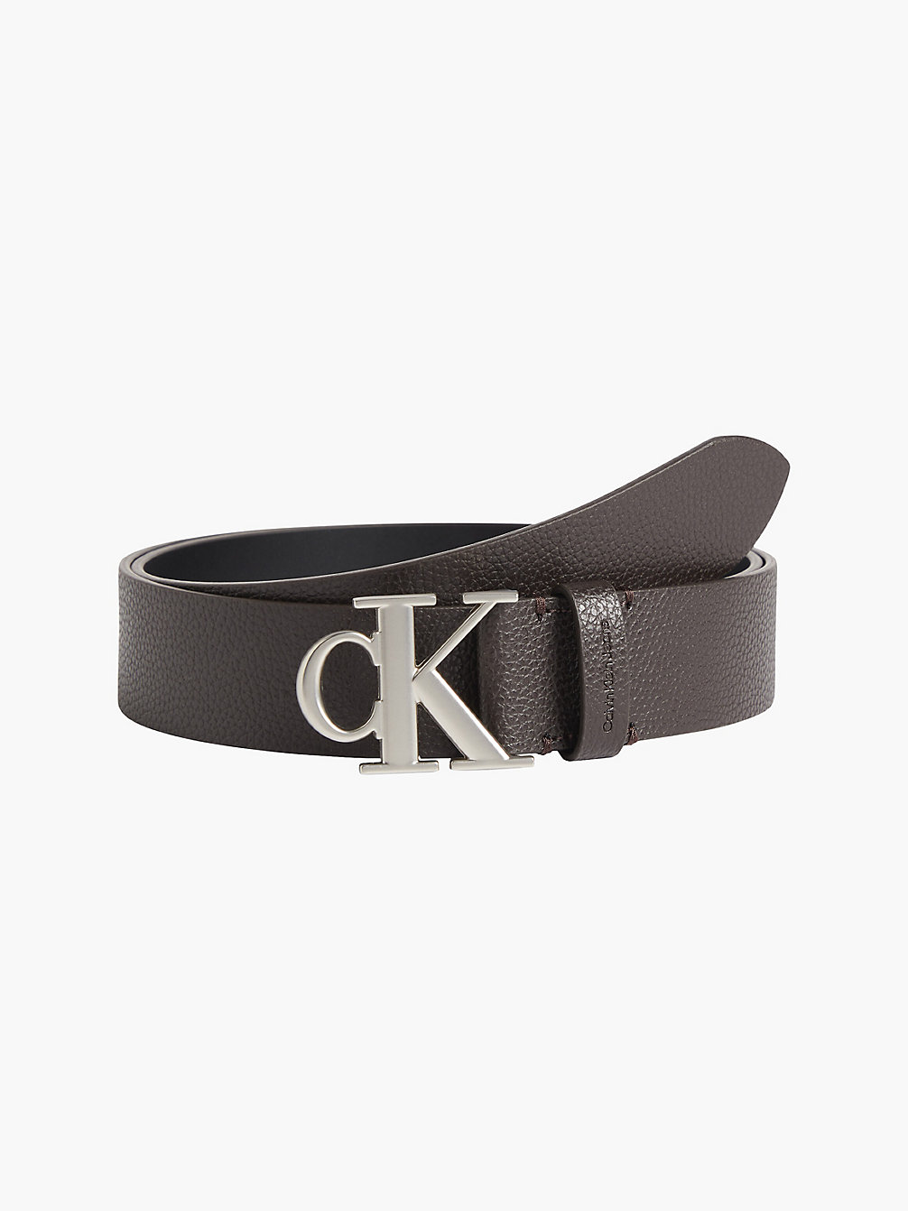 BITTER BROWN Leather Logo Belt undefined men Calvin Klein