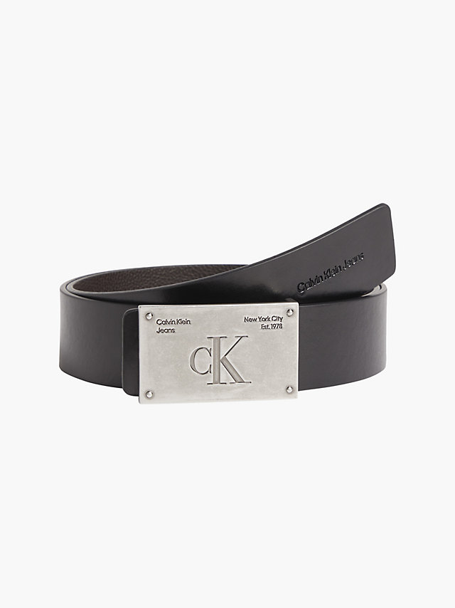 Black / Bitter Brown Reversible Leather Belt undefined men Calvin Klein