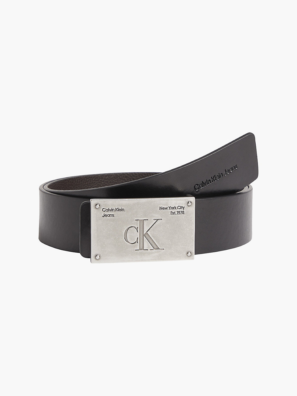 BLACK/BITTER BROWN Reversible Leather Belt undefined men Calvin Klein