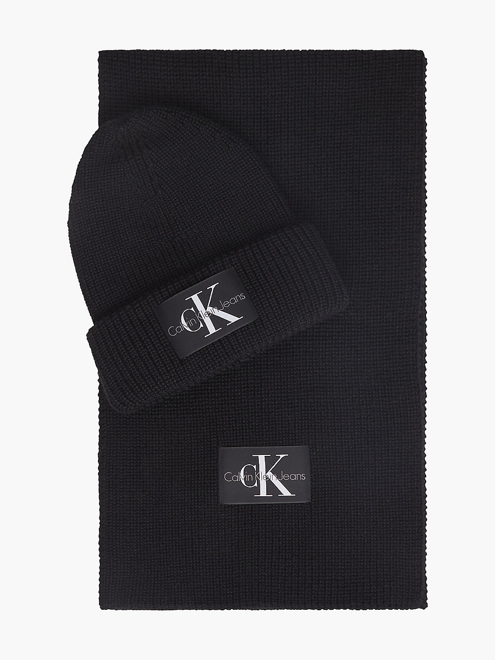 BLACK Coffret Cadeau Avec Écharpe Et Bonnet Avec Logo En Laine Mélangée undefined hommes Calvin Klein