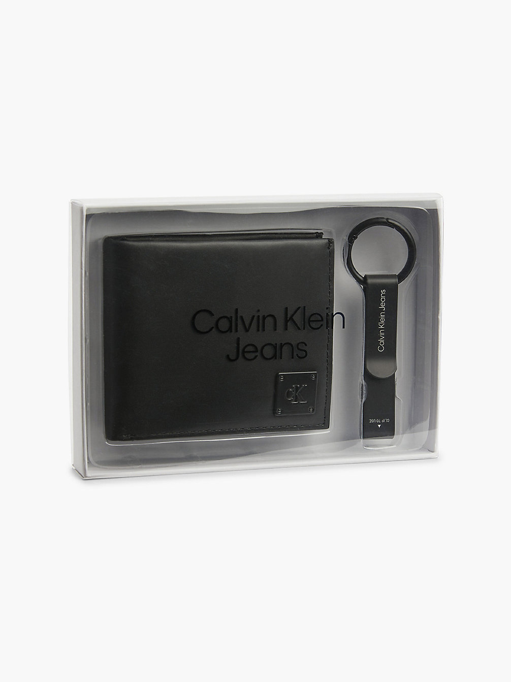 BLACK Leather Wallet And Keyring Gift Set undefined men Calvin Klein