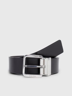 Donkerbruin en zwarte leren reversible riem - Heren