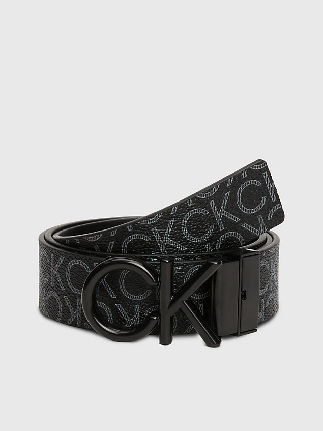 black recycled reversible logo belt for men calvin klein
