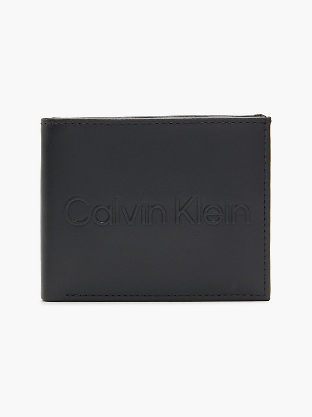 ck black leather billfold wallet for men calvin klein
