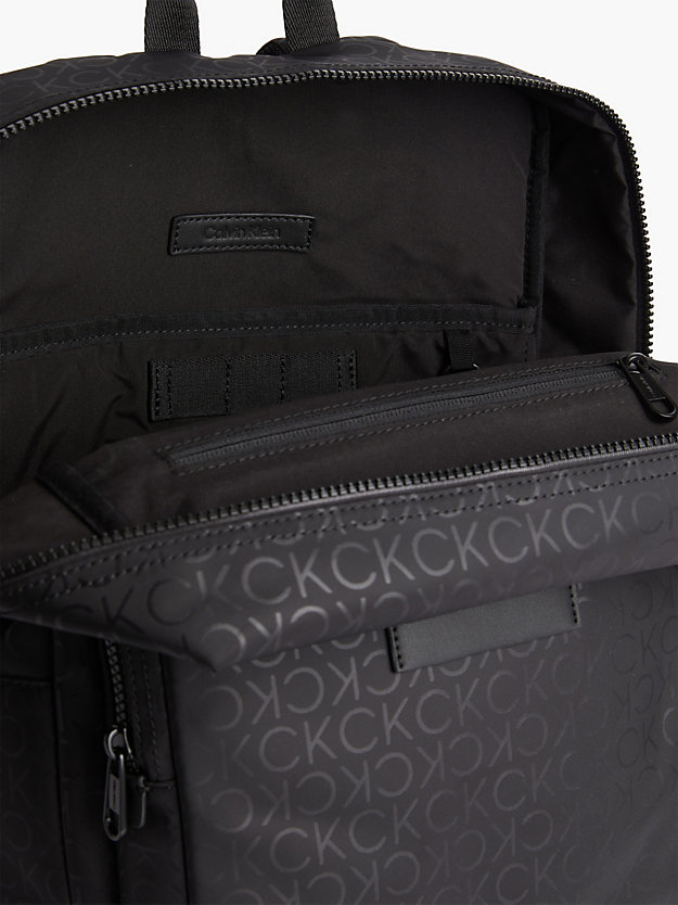 BLACK MONO Recycled Logo Square Backpack for men CALVIN KLEIN