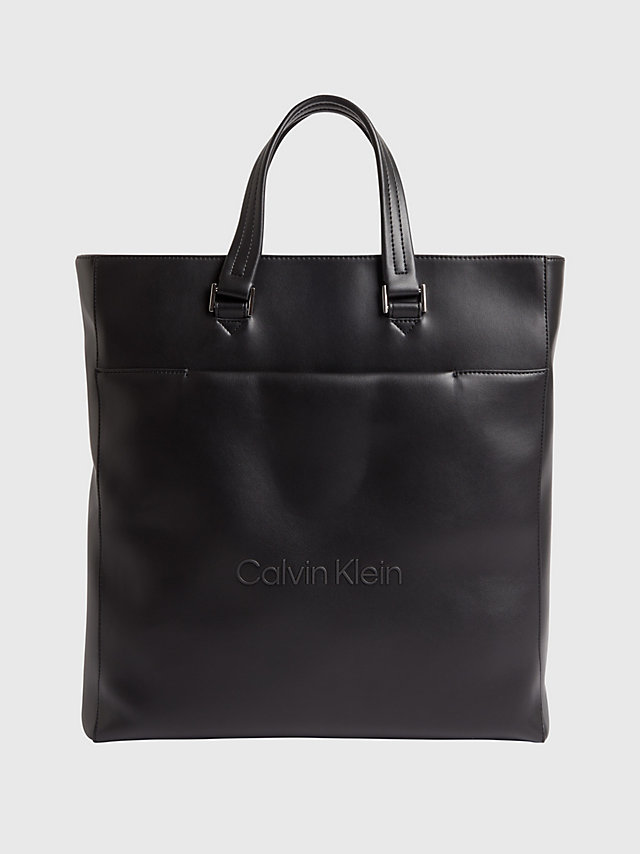 CK Black Recycled Tote Bag undefined men Calvin Klein