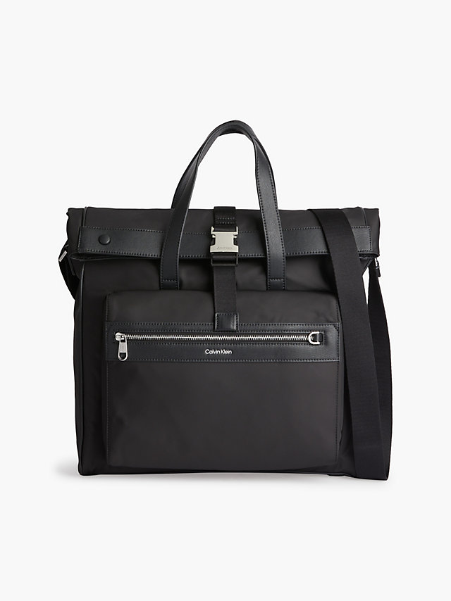 CK Black Recycled Messenger Tote Bag undefined men Calvin Klein