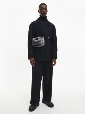 grey metallic crossbody bag for men calvin klein