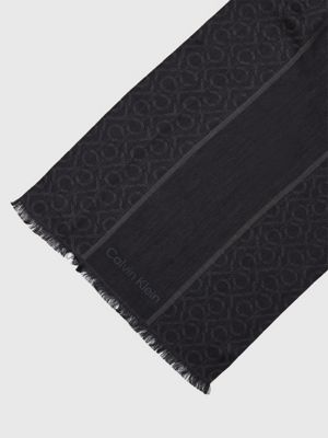 CK BLACK Leichter Schal mit Logo-Jacquardmuster für Herren CALVIN KLEIN