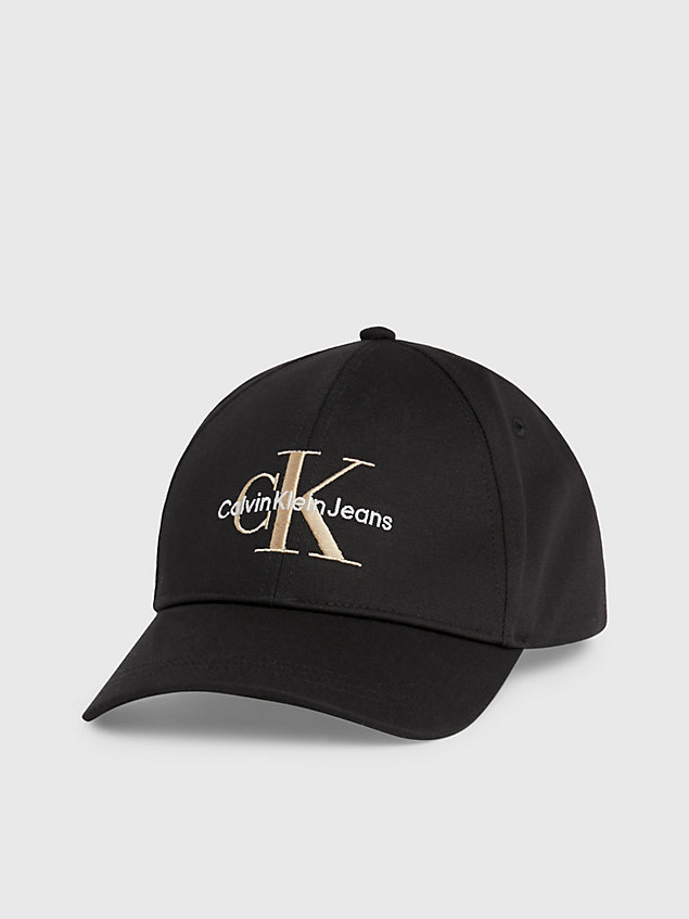 black czapka z daszkiem z logo z diagonalu dla mężczyźni - calvin klein jeans