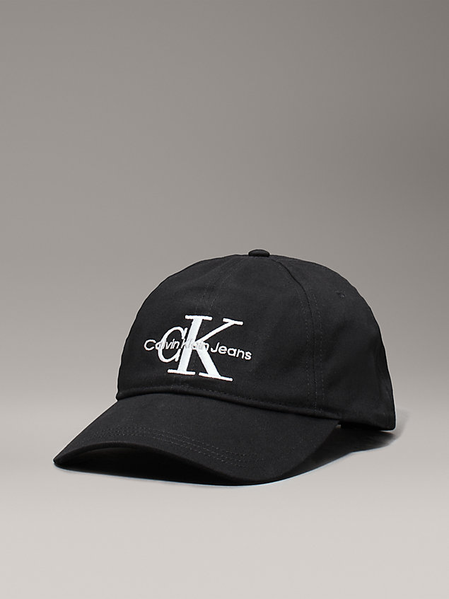 black czapka z daszkiem z logo z diagonalu dla mężczyźni - calvin klein jeans
