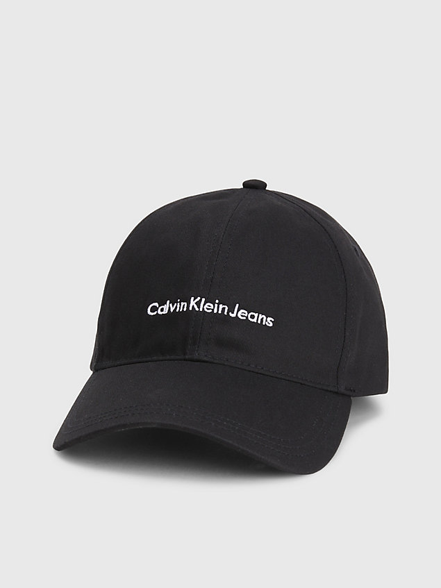 black cotton logo cap for men calvin klein jeans