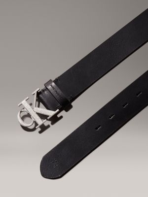 black leather logo belt for men calvin klein jeans