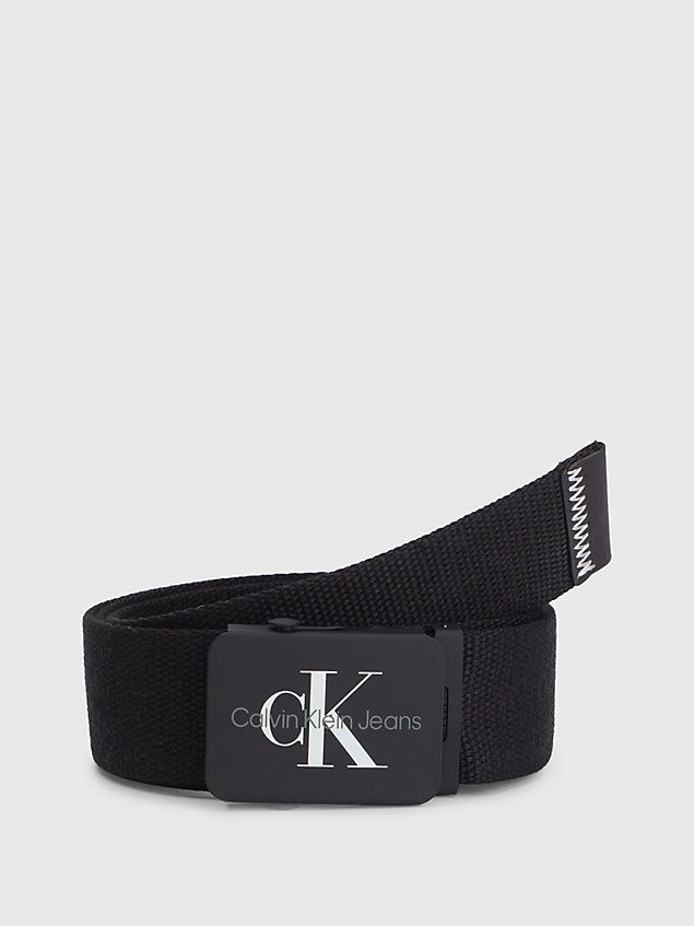 black płócienny pasek z logo dla mężczyźni - calvin klein jeans