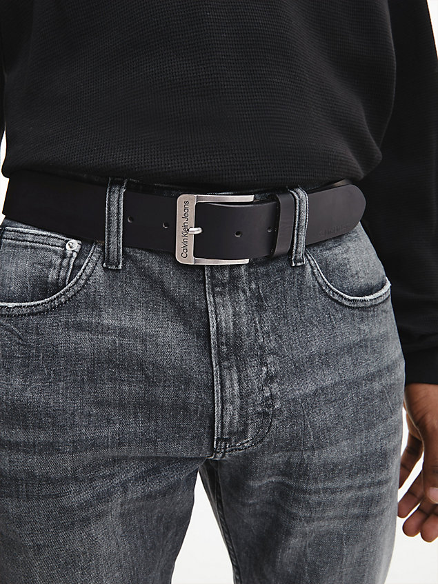 black skórzany pasek dla mężczyźni - calvin klein jeans