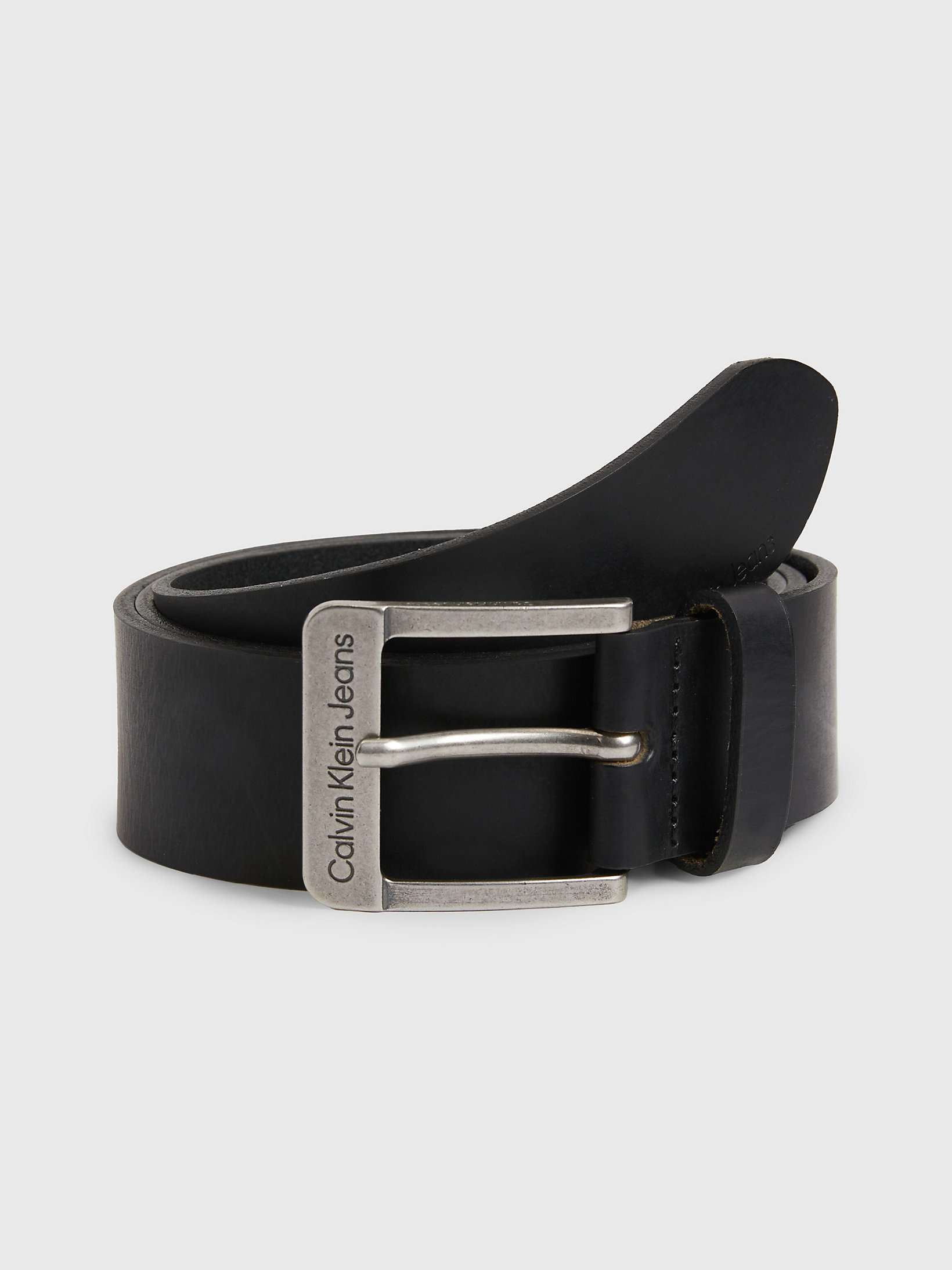 Black Leather Belt undefined men Calvin Klein