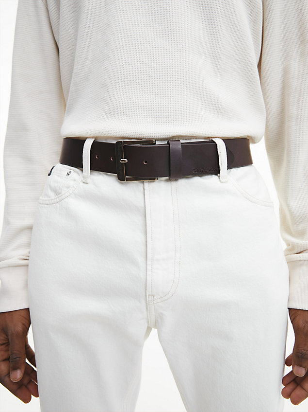 brown skórzany pasek dla mężczyźni - calvin klein jeans