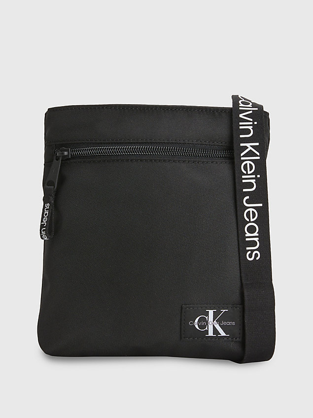 black small recycled flat crossbody bag for men calvin klein jeans