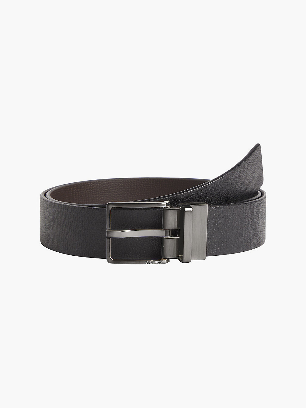 BLACK/DARK BROWN Reversible Leather Belt undefined men Calvin Klein