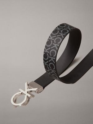 black monogram recycled reversible logo belt for men calvin klein