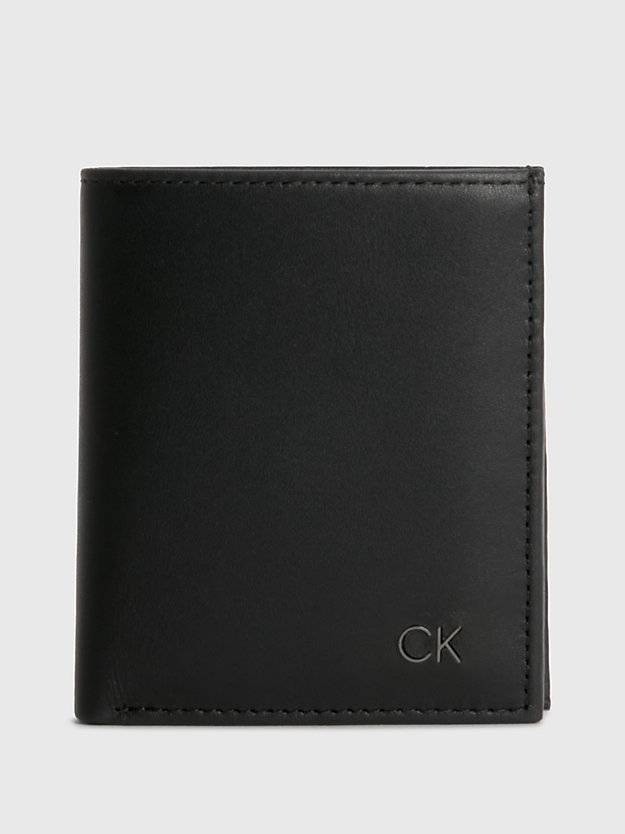 BLACK Leather Billfold Wallet for men CALVIN KLEIN