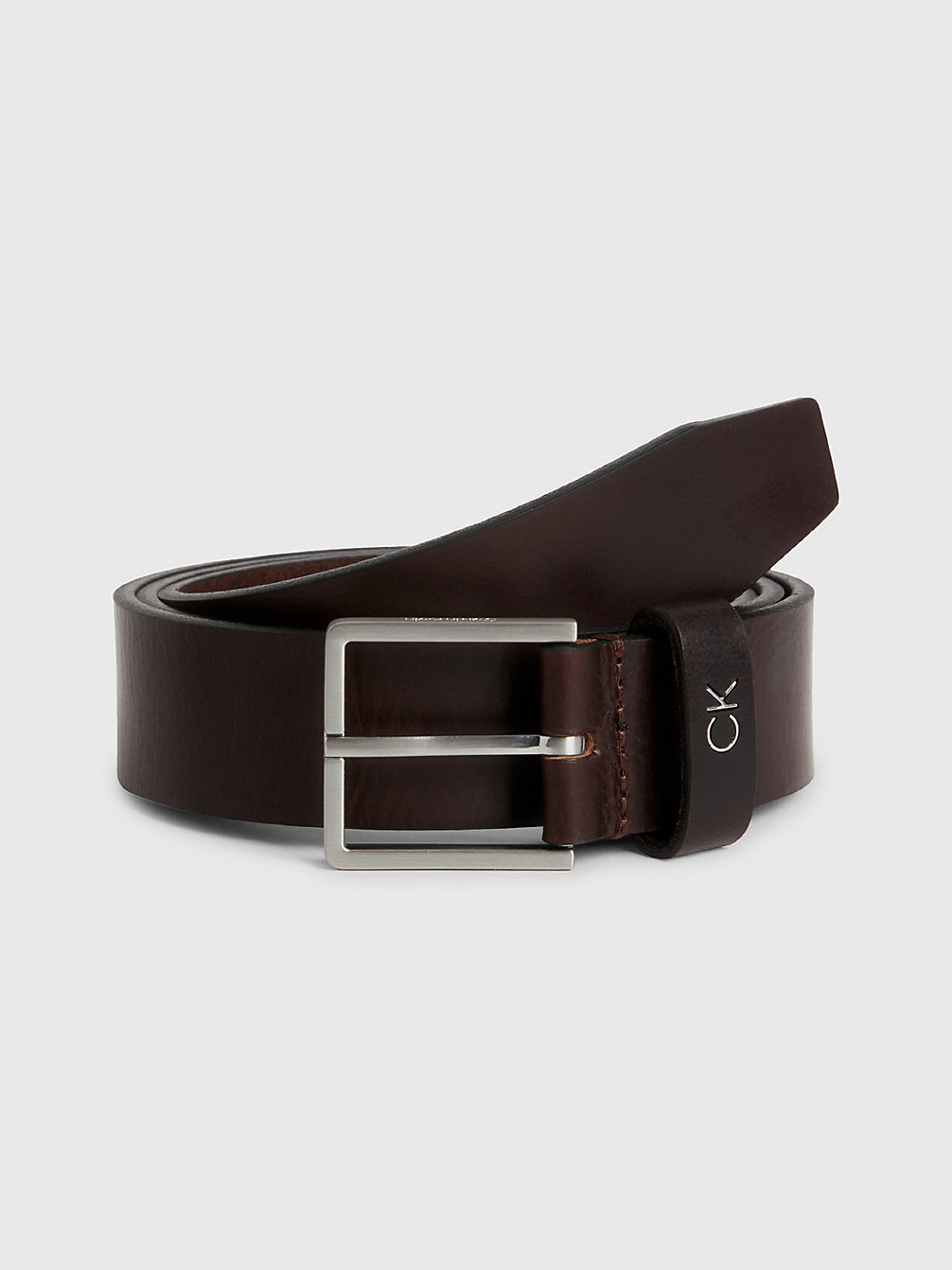 DARK BROWN Leather Belt undefined men Calvin Klein