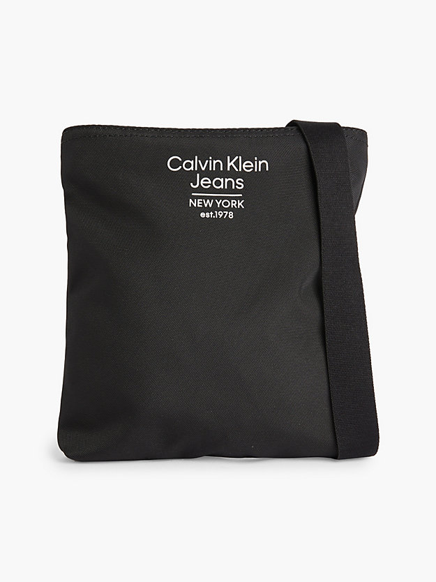 BLACK Recycled Flat Crossbody Bag for men CALVIN KLEIN JEANS