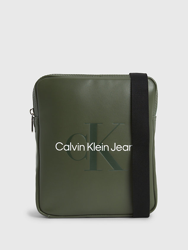 green crossbody-reporter-bag mit logo für herren - calvin klein jeans