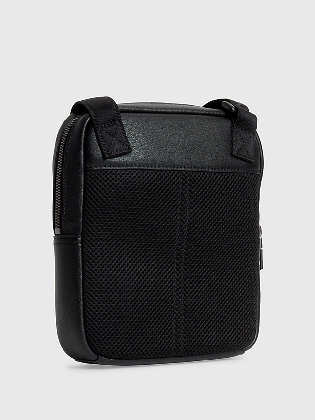 black faux leather crossbody reporter bag for men calvin klein jeans