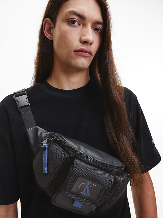 black recycled utility bum bag for men calvin klein jeans
