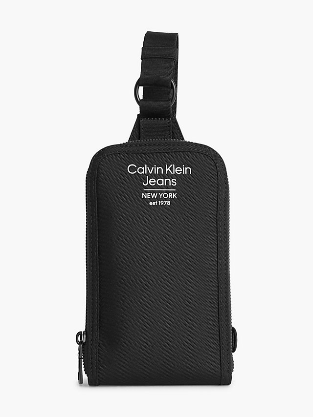 Black Recycled Crossbody Phone Pouch undefined men Calvin Klein