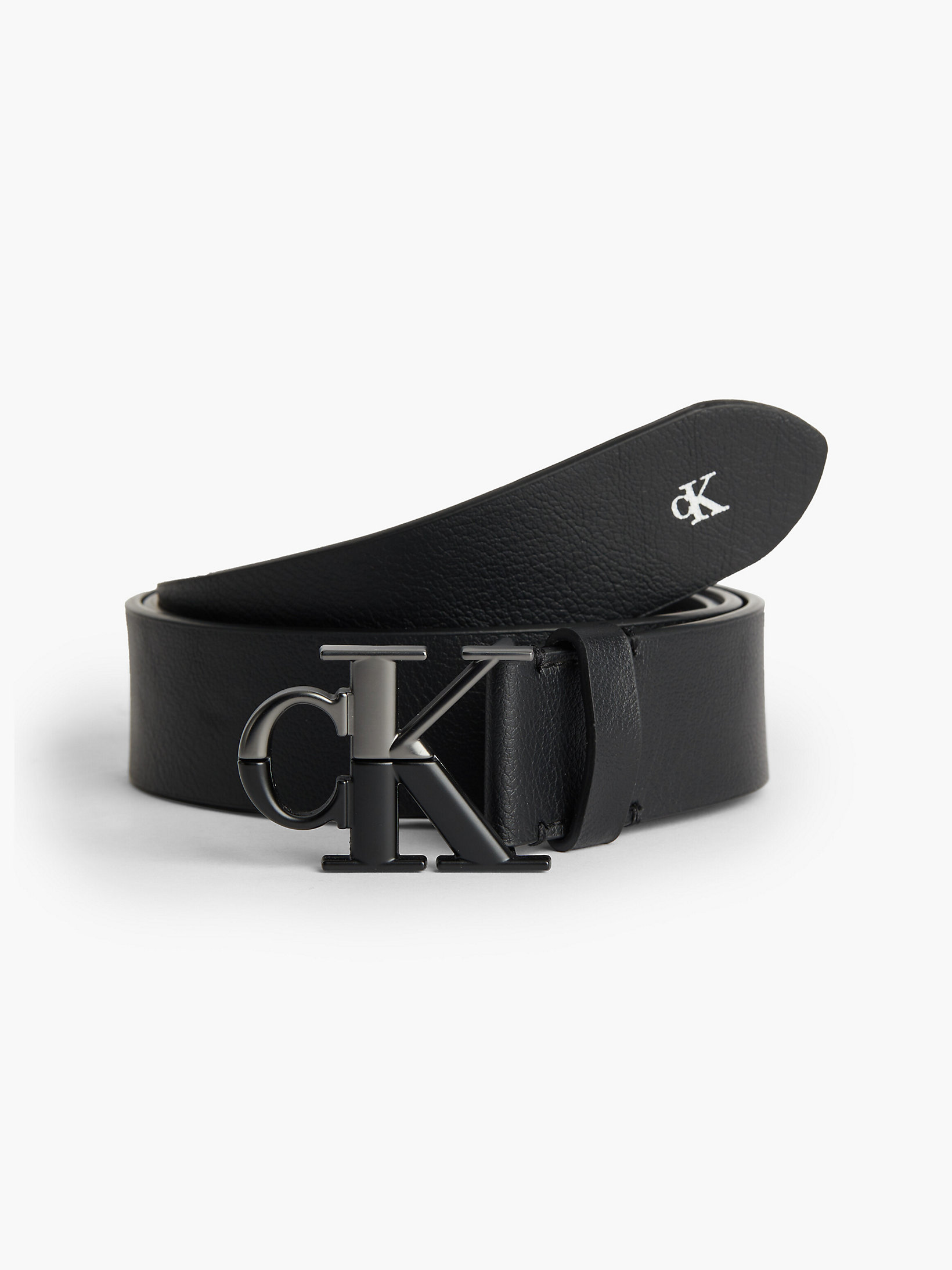Black Leather Logo Belt undefined men Calvin Klein