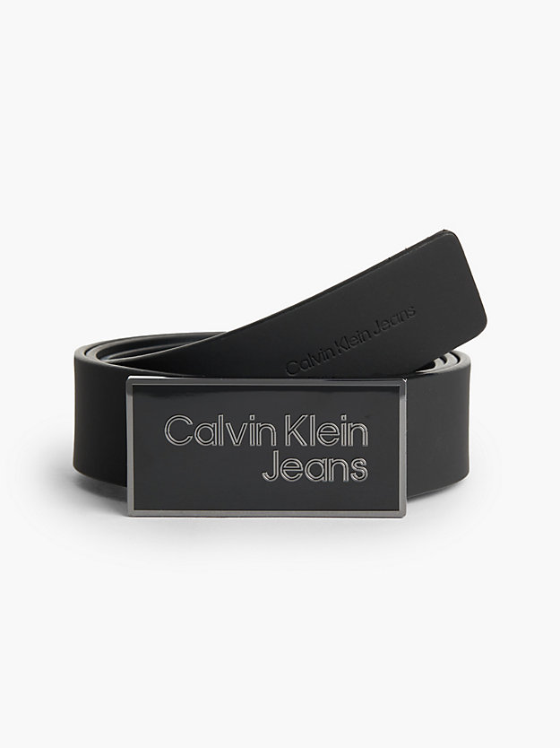 BLACK Leather Plaque Buckle Belt for men CALVIN KLEIN JEANS