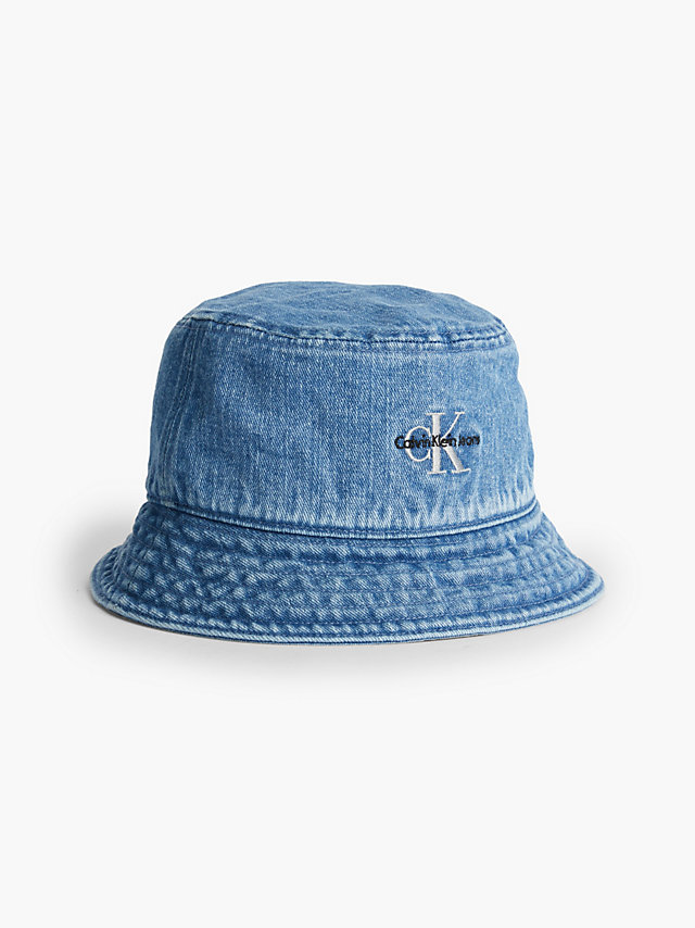 Blue Denim Unisex Denim Bucket Hat undefined men Calvin Klein