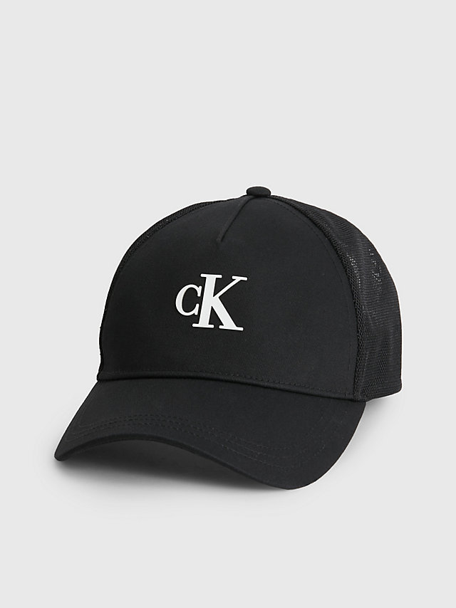 Black Organic Cotton Trucker Cap undefined men Calvin Klein
