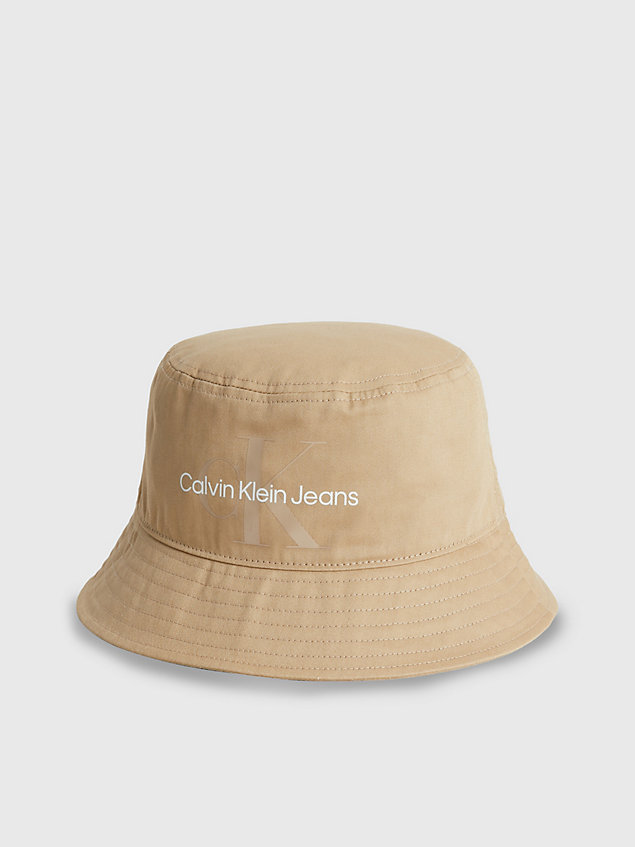 beige organic cotton bucket hat for men calvin klein jeans
