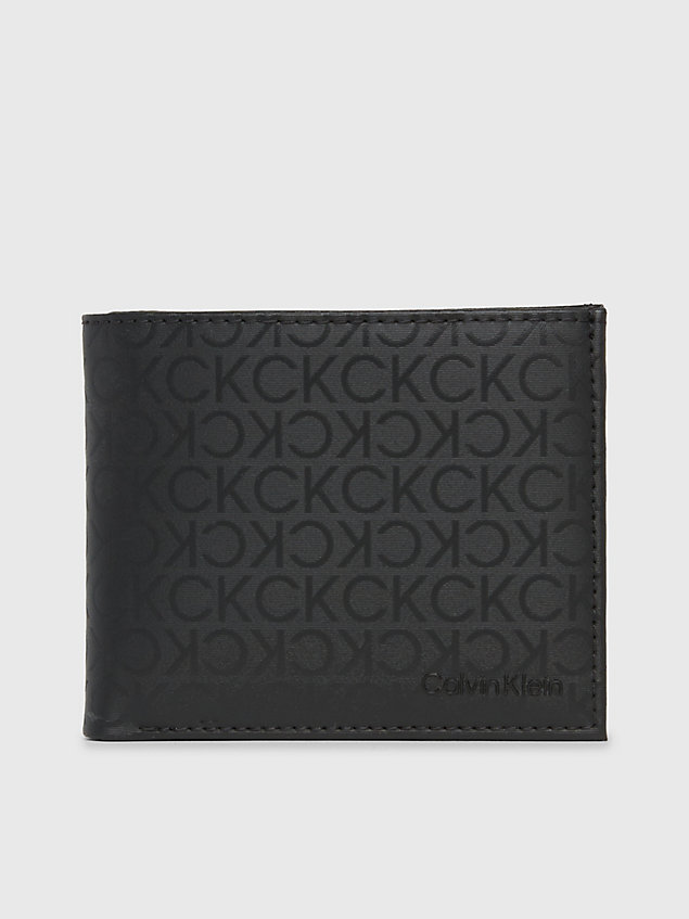 black portemonnaie aus recyceltem material für herren - calvin klein