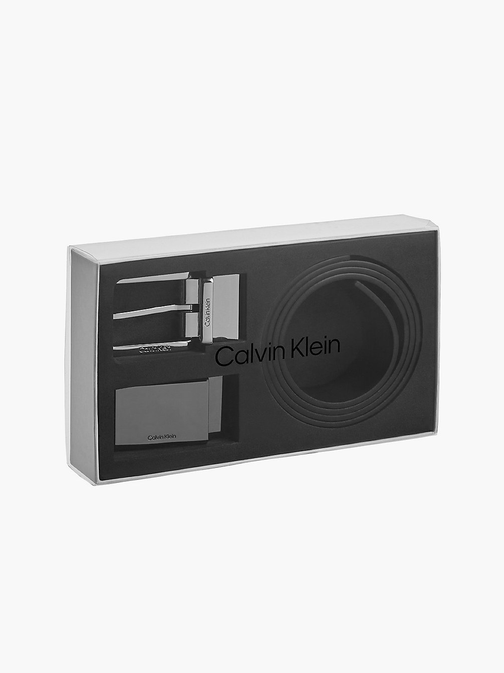 CK BLACK 2 Buckle Leather Belt Gift Set undefined men Calvin Klein