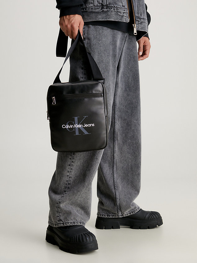 black crossbody reporter bag for men calvin klein jeans