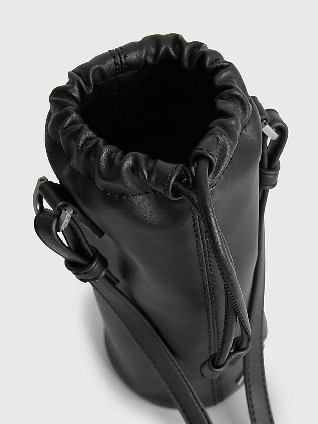 ck black vegan leather crossbody bottle bag for men calvin klein