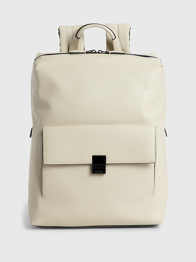 beige recycled square backpack for men calvin klein