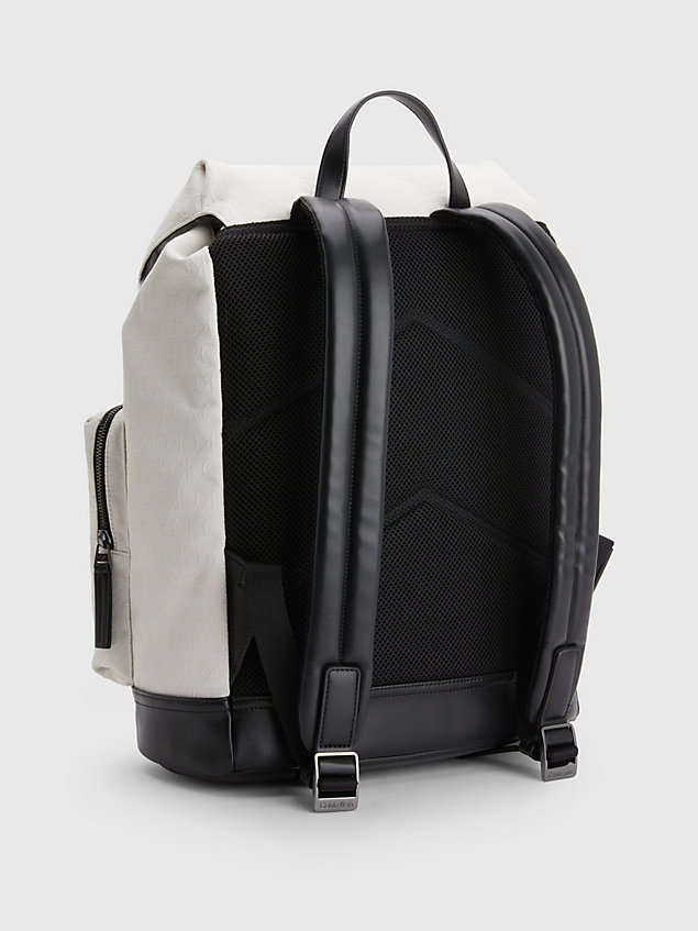 beige recycled logo jacquard backpack for men calvin klein